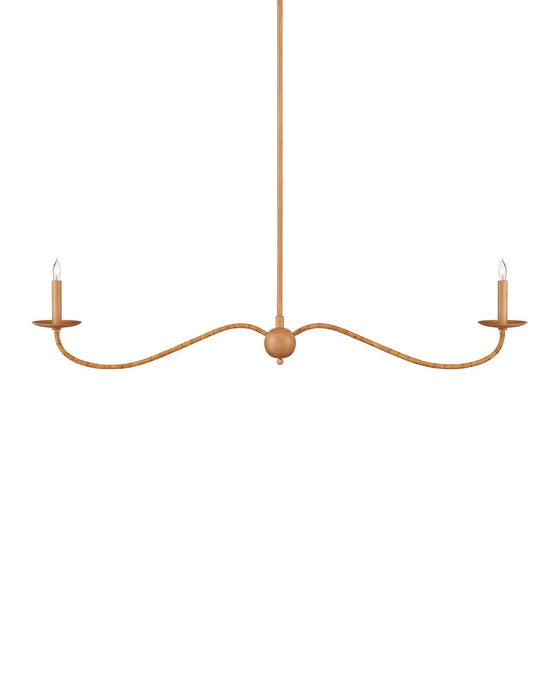 Currey and Company 9000-1127 Two Light Chandelier, Saddle Tan/Natural