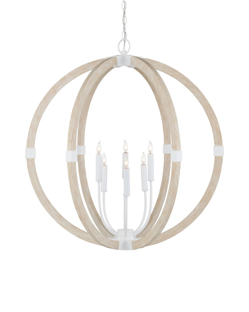Currey and Company 9000-1131 Six Light Chandelier, Sandstone/Sugar White