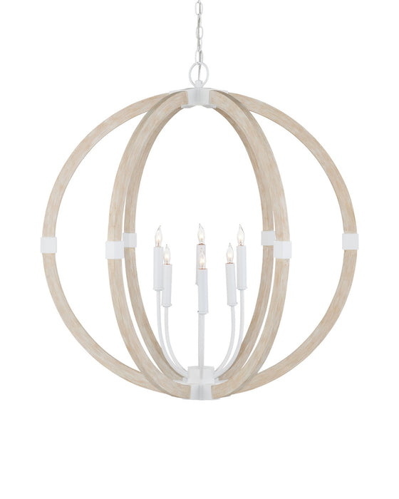 Currey and Company 9000-1131 Six Light Chandelier, Sandstone/Sugar White