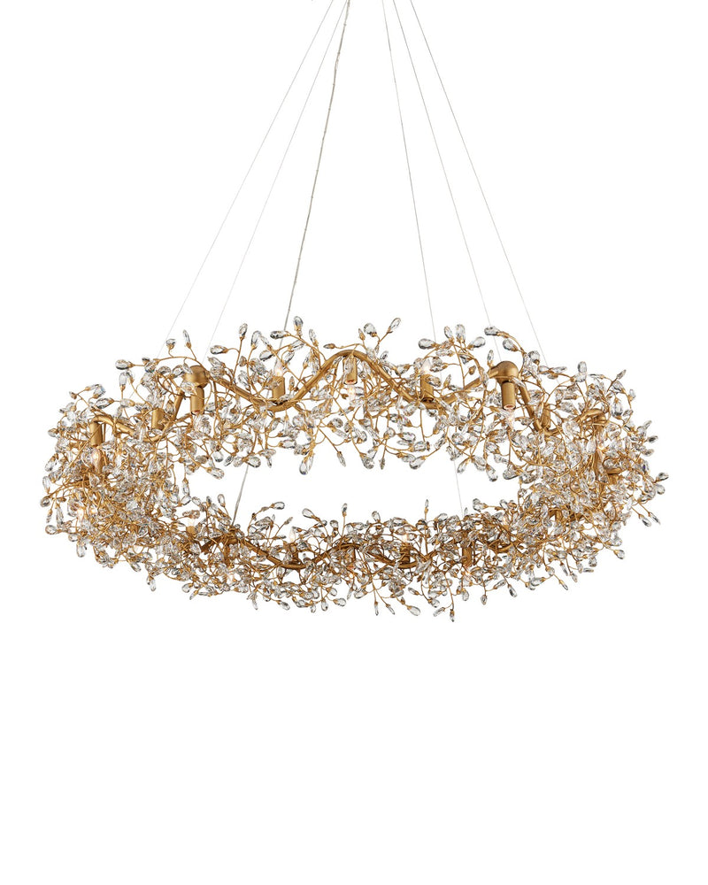 Currey and Company 9000-1136 24 Light Chandelier, Clear/Brass