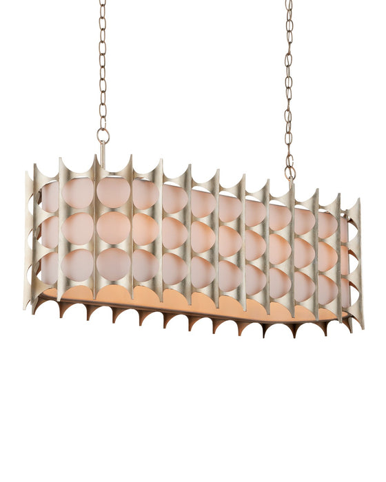 Currey and Company 9000-1141 Eight Light Chandelier, Contemporary Silver Leaf