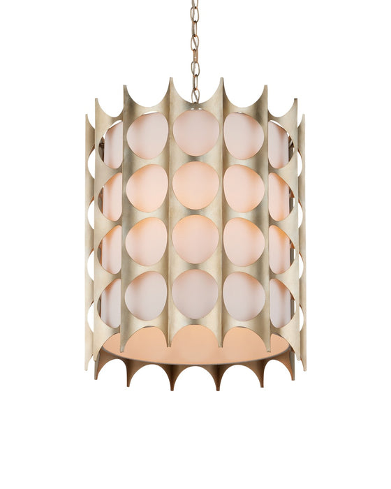 Currey and Company 9000-1142 Four Light Pendant, Contemporary Silver Leaf