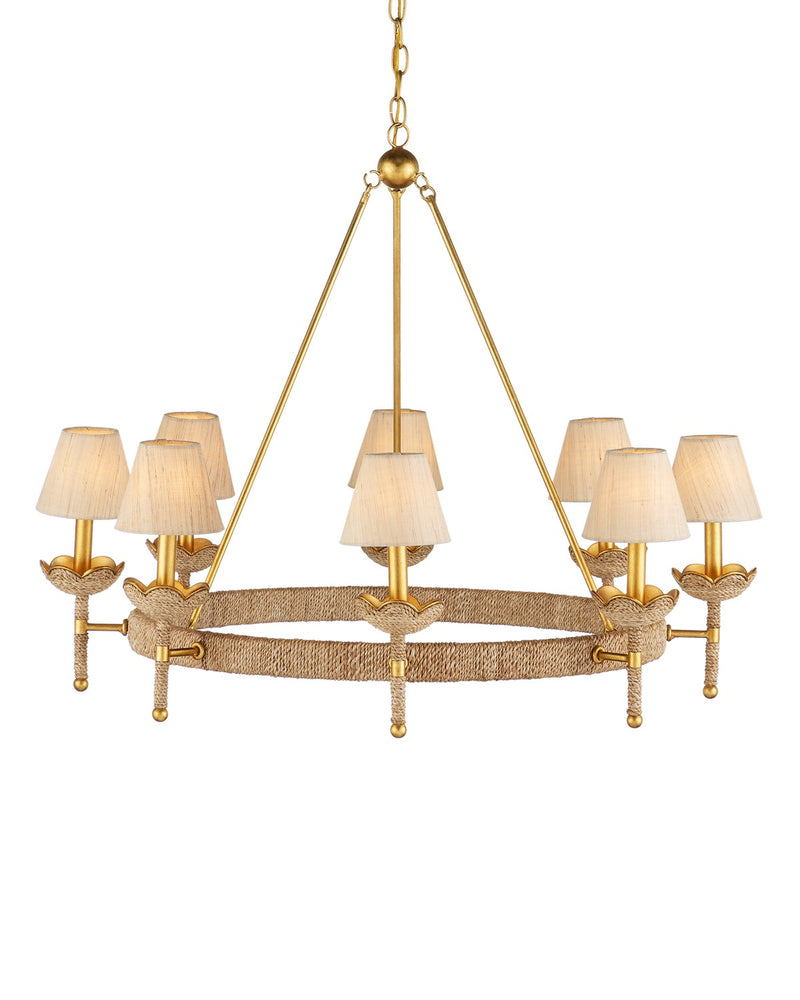Currey and Company 9000-1143 Eight Light Chandelier, Natural/Contemporary Gold Leaf/Contemporary Gold