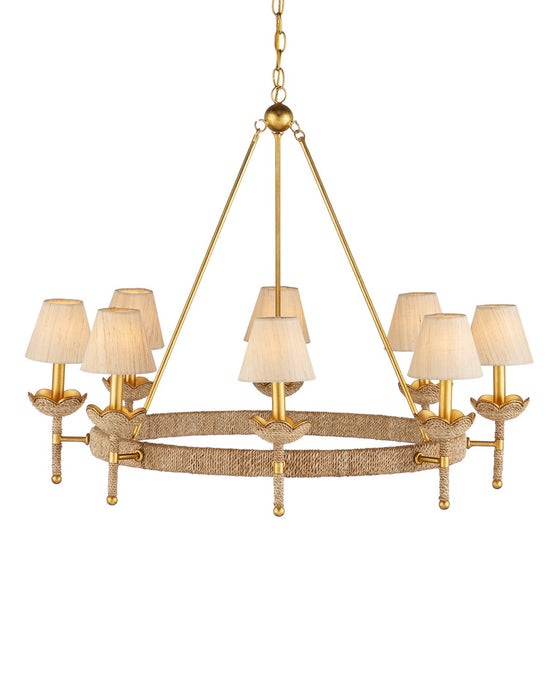 Currey and Company 9000-1143 Eight Light Chandelier, Natural/Contemporary Gold Leaf/Contemporary Gold