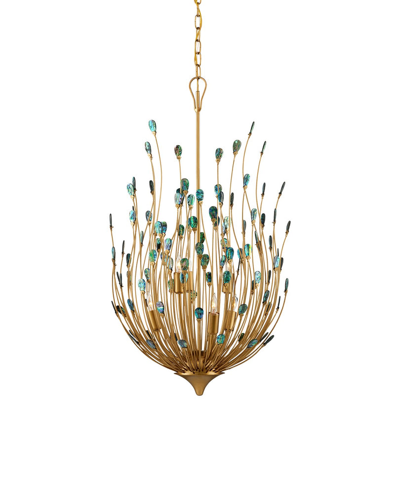 Currey and Company 9000-1149 Six Light Chandelier, Contemporary Gold/Natural