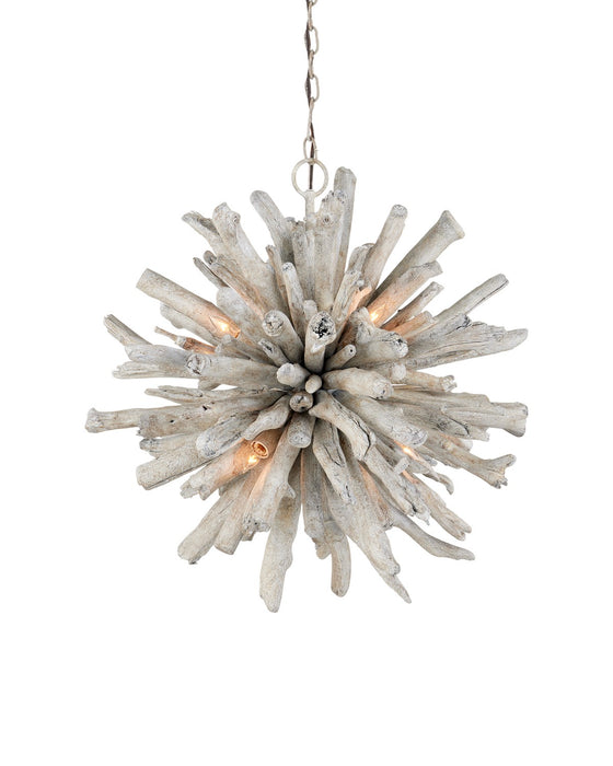 Currey and Company 9000-1152 Six Light Pendant, Whitewashed Driftwood