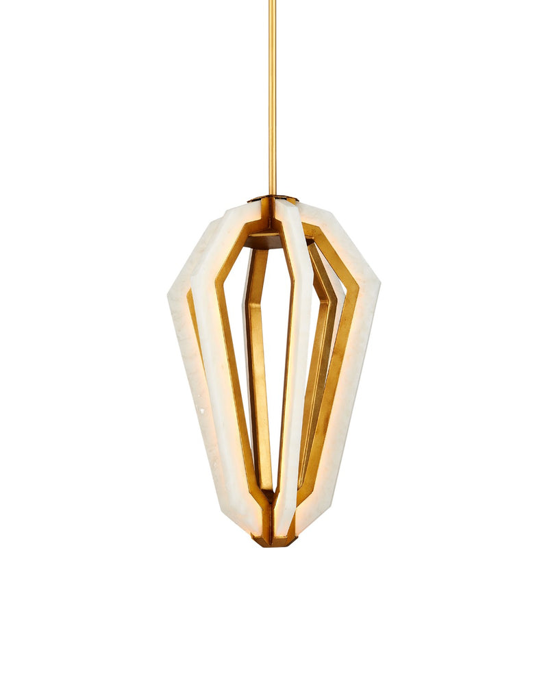 Currey and Company 9000-1156 LED Pendant, Natural/Contemporary Gold Leaf