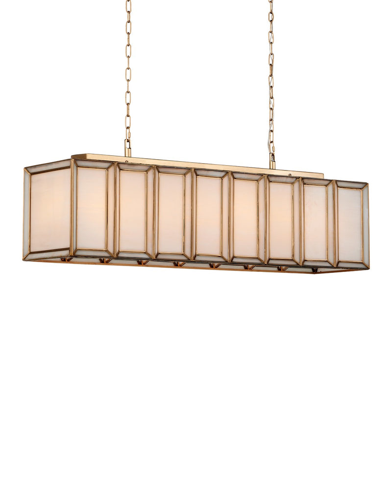 Currey and Company 9000-1157 Six Light Chandelier, White/Antique Brass