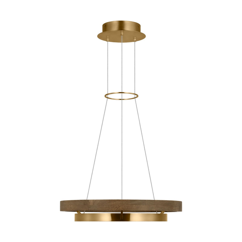 Visual Comfort Modern 700GRC24NBW-LED930 LED Chandelier, Natural Brass/ Weathered Oak