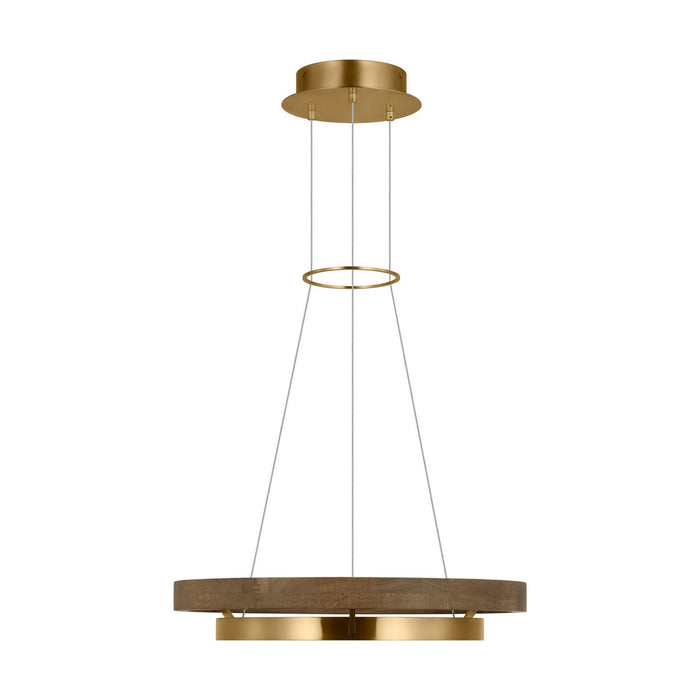 Visual Comfort Modern 700GRC24NBW-LED930 LED Chandelier, Natural Brass/ Weathered Oak
