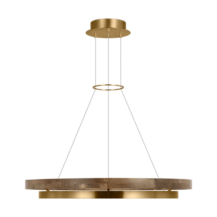 Visual Comfort Modern 700GRC36NBW-LED930 LED Chandelier, Natural Brass/ Weathered Oak