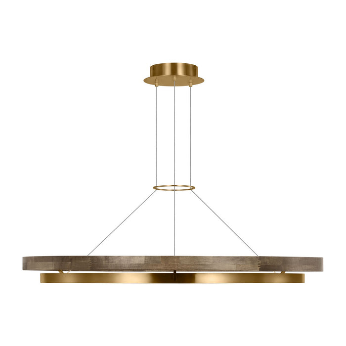 Visual Comfort Modern 700GRC48NBW-LED930 LED Chandelier, Natural Brass/ Weathered Oak