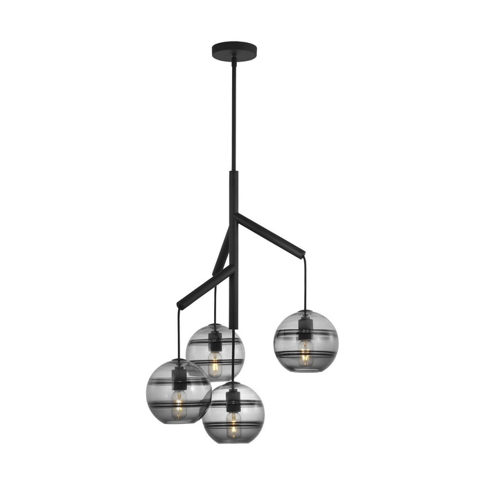 Visual Comfort Modern 700SDNMPR1KB Four Light Chandelier, Nightshade Black