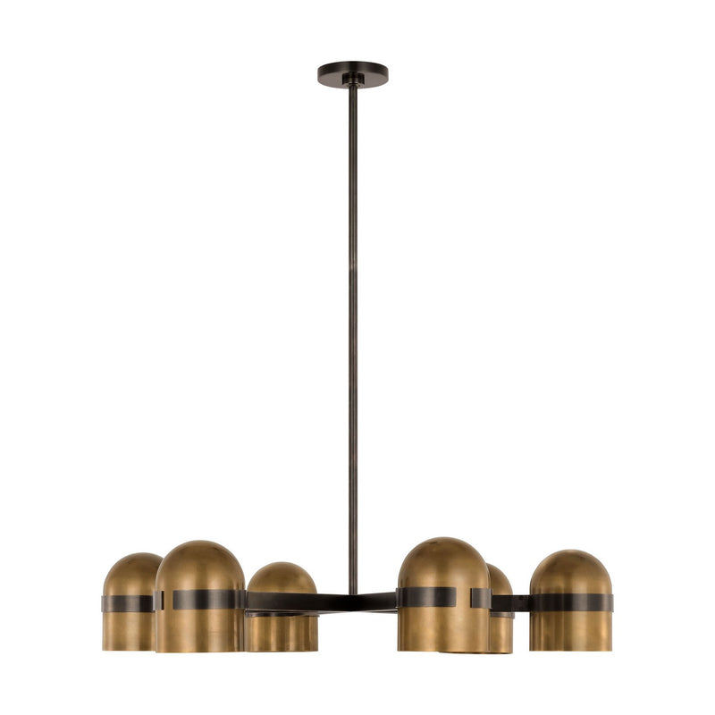 Visual Comfort Modern AKCH33427BDZ/BWB LED Chandelier, Blackened Bronze/Bright Worn Brass