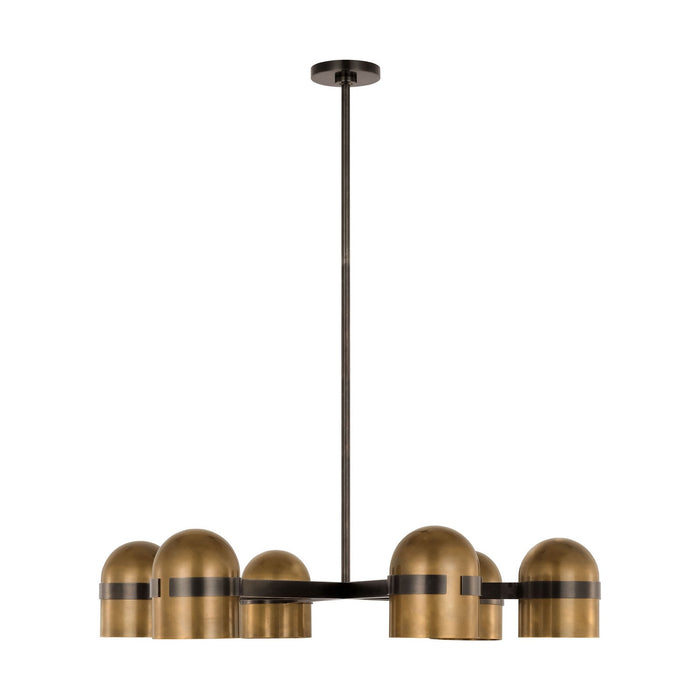 Visual Comfort Modern AKCH33427BDZ/BWB LED Chandelier, Blackened Bronze/Bright Worn Brass
