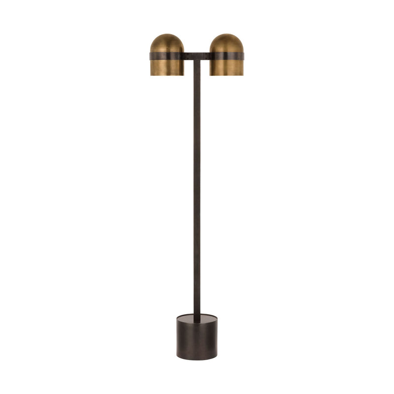 Visual Comfort Modern AKFL34127BDZ/BWB LED Floor Lamp, Blackened Bronze/Bright Worn Brass