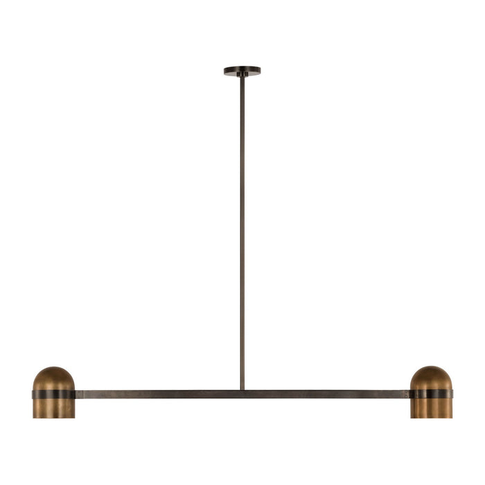 Visual Comfort Modern AKLS33627BDZ/BWB LED Linear Chandelier, Blackened Bronze/Bright Worn Brass