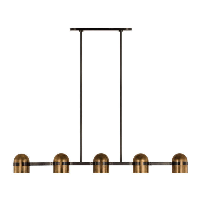 Visual Comfort Modern AKLS33727BDZ/BWB LED Linear Chandelier, Blackened Bronze/Bright Worn Brass