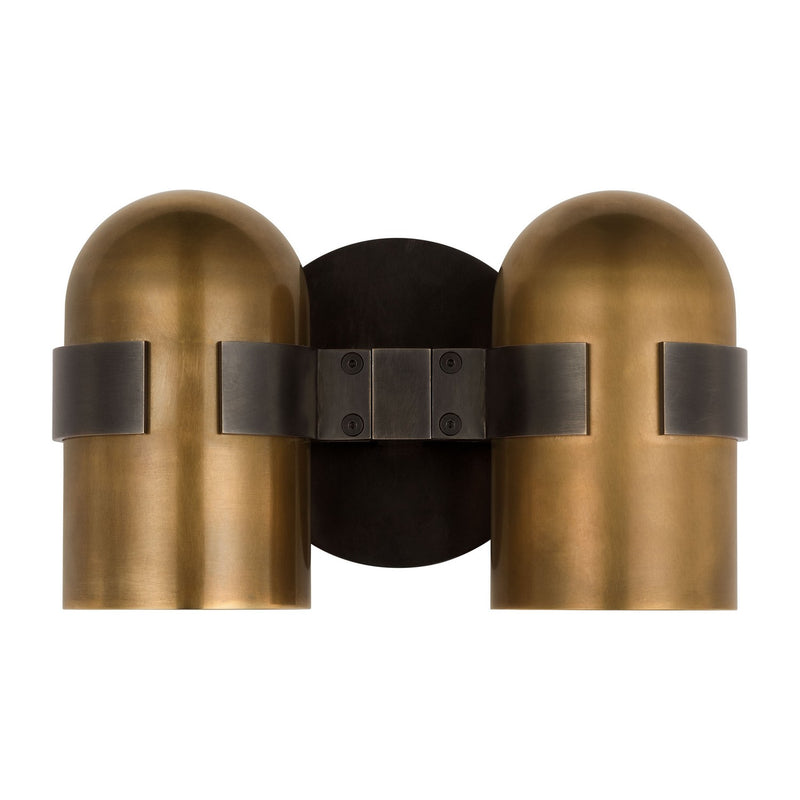 Visual Comfort Modern AKWS33927BDZ/BWB LED Wall Sconce, Blackened Bronze/Bright Worn Brass