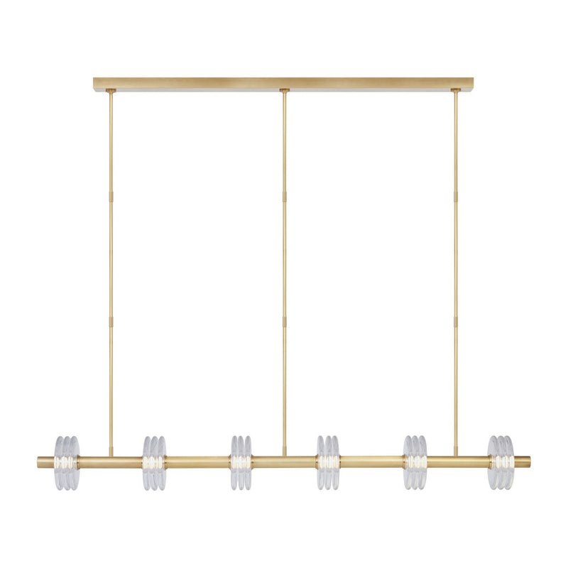 Visual Comfort Modern KWLS30327CNB LED Linear Chandelier, Natural Brass