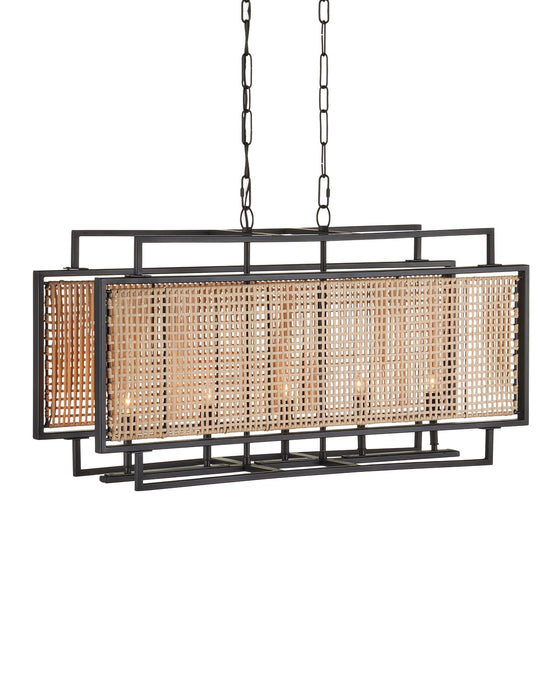 Currey and Company 9000-1164 Five Light Chandelier, Natural/Black