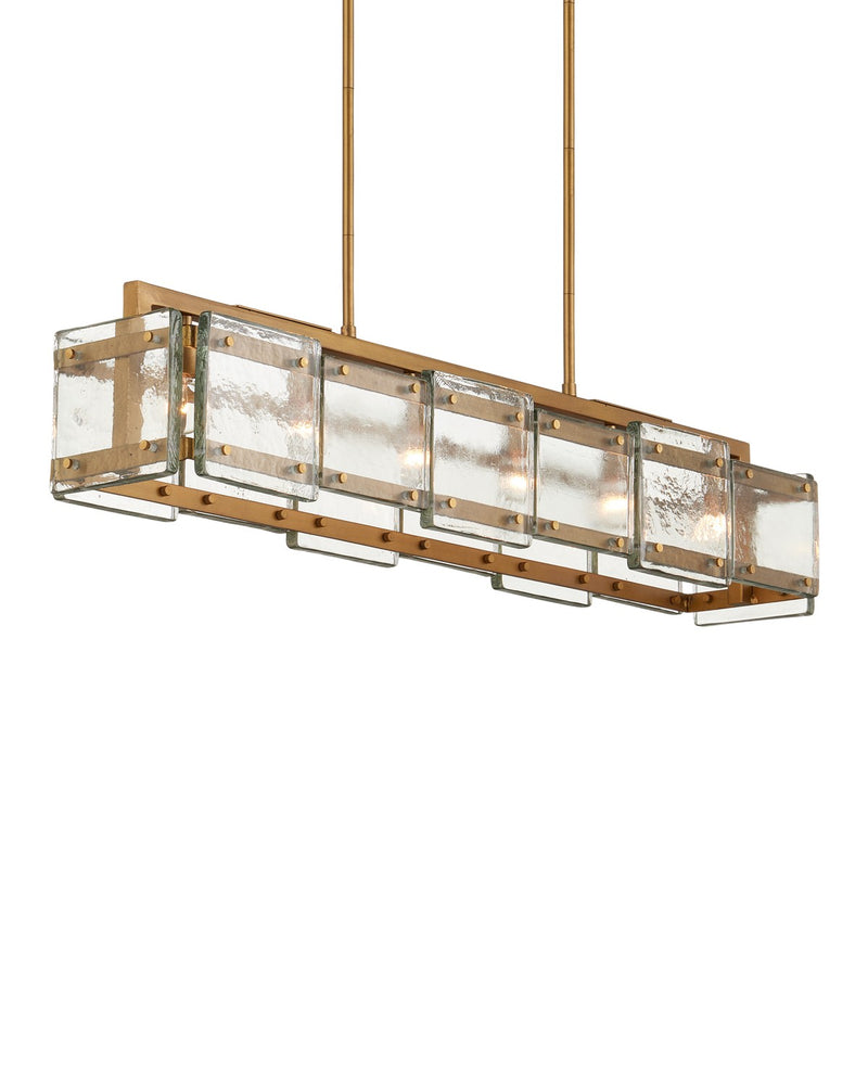 Currey and Company 9000-1165 Six Light Chandelier, Clear/Antique Brass