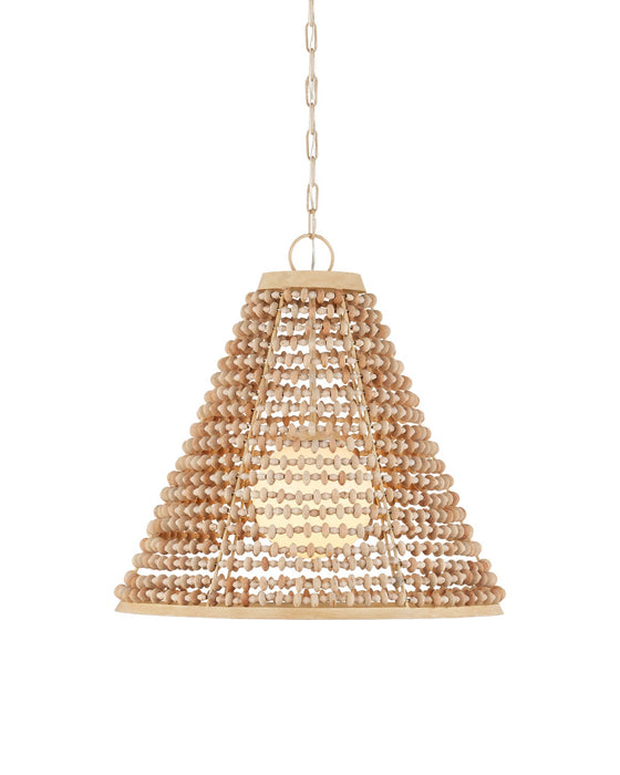 Currey and Company 9000-1166 One Light Pendant, Natural/Coco Cream/White
