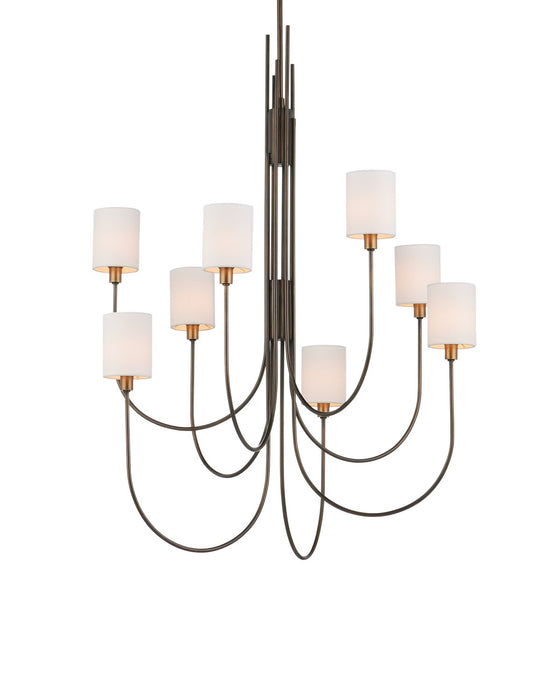 Currey and Company 9000-1168 Eight Light Chandelier, Statuary Bronze/Antique Brass