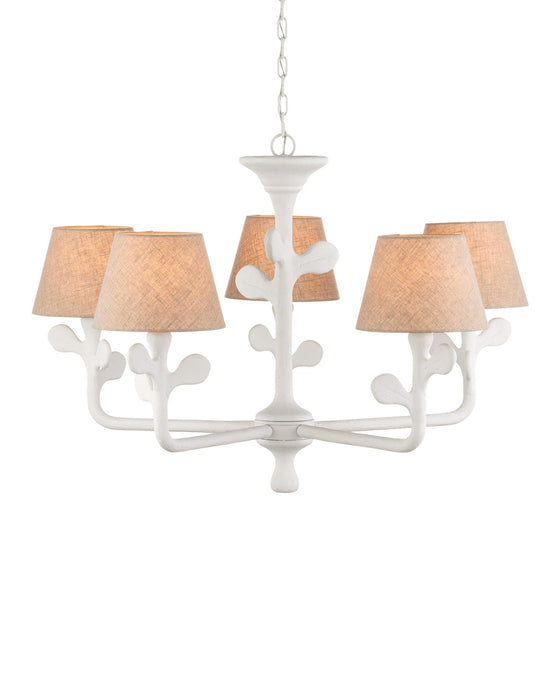 Currey and Company 9000-1169 Five Light Chandelier, Gesso White