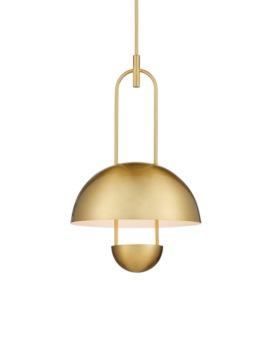 Currey and Company 9000-1170 One Light Semi-Flush Mount, Brass/White