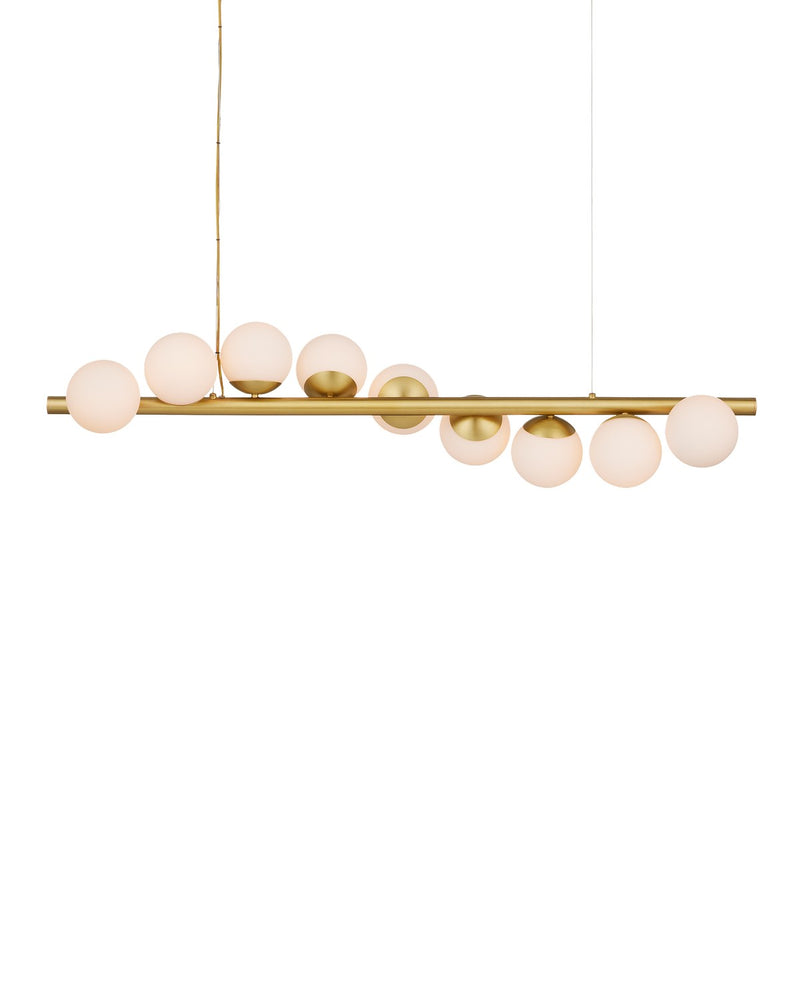 Currey and Company 9000-1172 Nine Light Chandelier, Brushed Brass/White