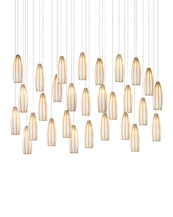 Currey and Company 9000-1190 30 Light Pendant, White/Antique Brass