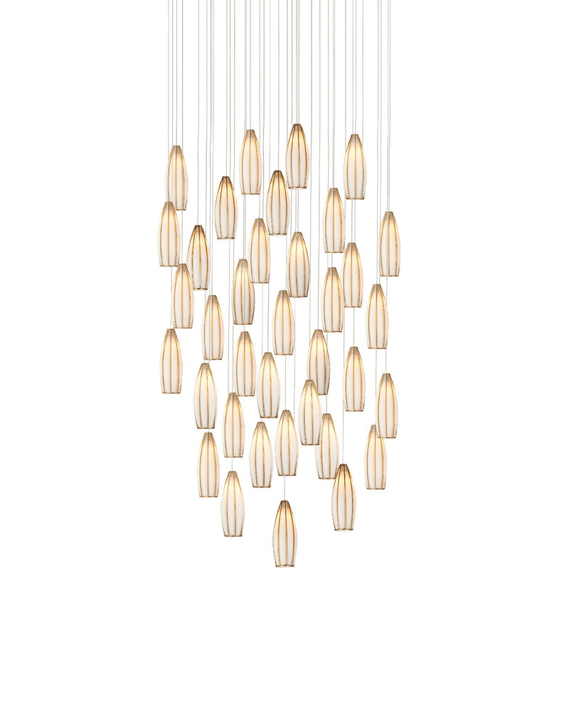 Currey and Company 9000-1191 36 Light Pendant, White/Antique Brass