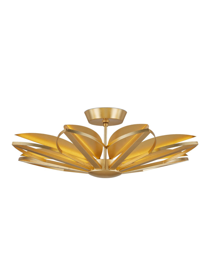 Currey and Company 9000-1194 Eight Light Semi-Flush Mount, Gold Leaf