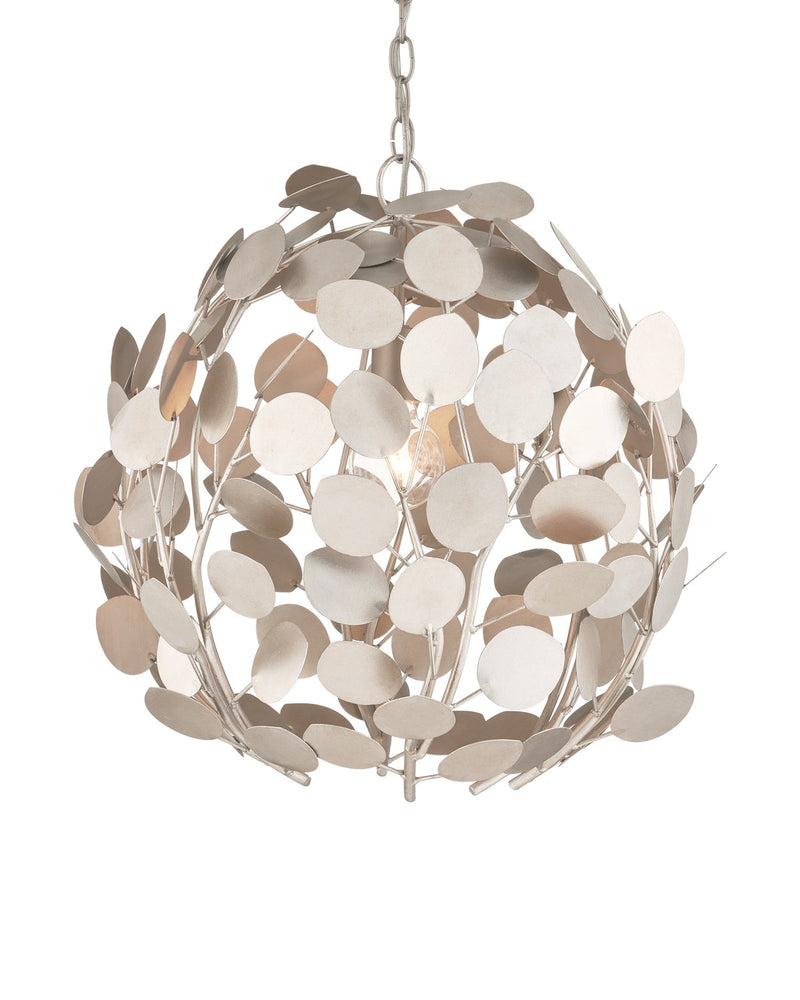 Currey and Company 9000-1198 One Light Chandelier, Contemporary Silver Leaf/Contemporary Silver