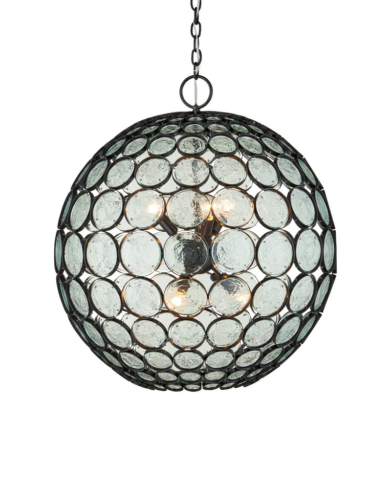 Currey and Company 9000-1201 Six Light Chandelier, Satin Black/Clear