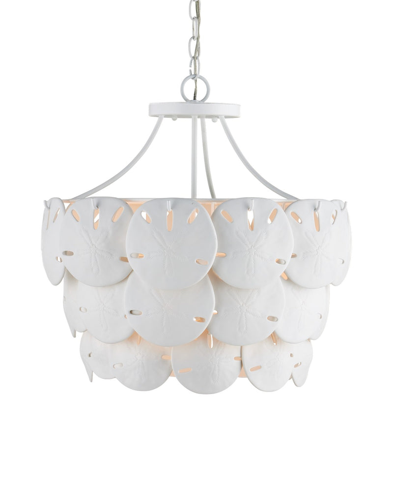 Currey and Company 9000-1202 Three Light Chandelier, Sugar White/White