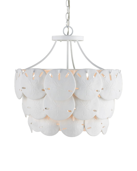 Currey and Company 9000-1202 Three Light Chandelier, Sugar White/White