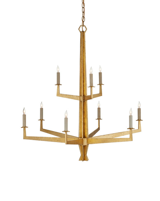 Currey and Company 9000-1212 Nine Light Chandelier, Washed Lucerne Gold