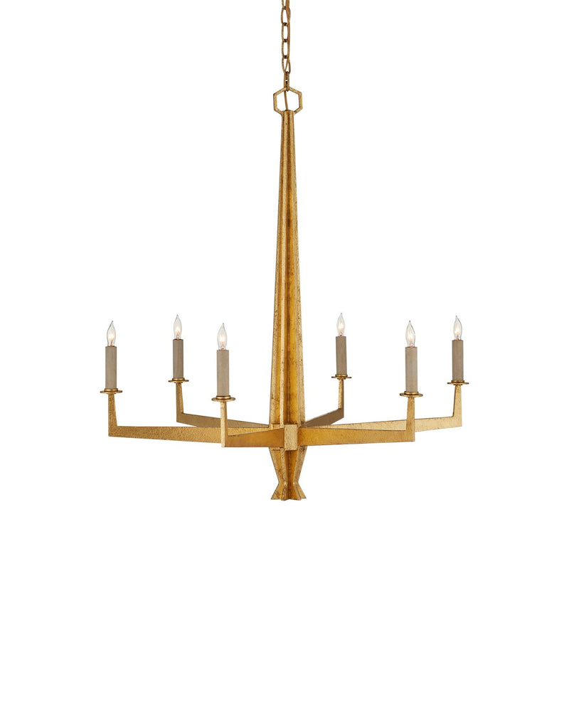 Currey and Company 9000-1213 Six Light Chandelier, Washed Lucerne Gold