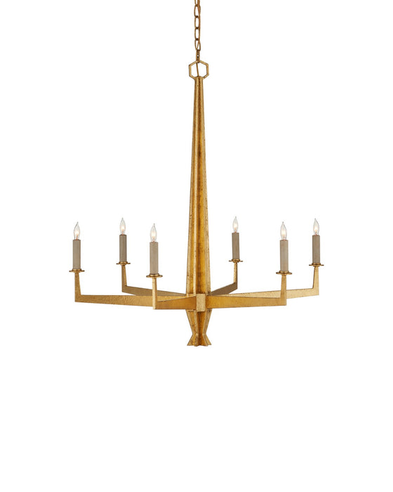 Currey and Company 9000-1213 Six Light Chandelier, Washed Lucerne Gold