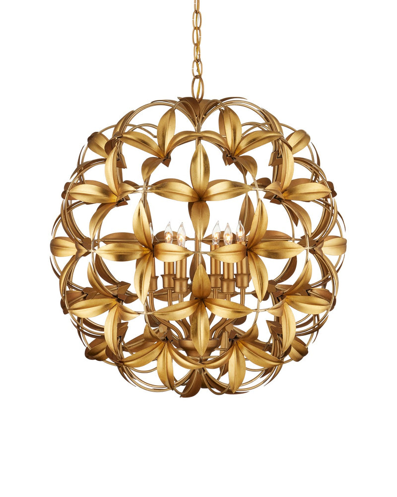 Currey and Company 9000-1214 Six Light Chandelier, Contemporary Gold Leaf/Contemporary Gold