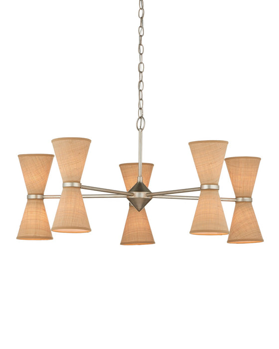 Currey and Company 9000-1218 Ten Light Chandelier, Contemporary Silver Leaf/Contemporary Silver/Natural