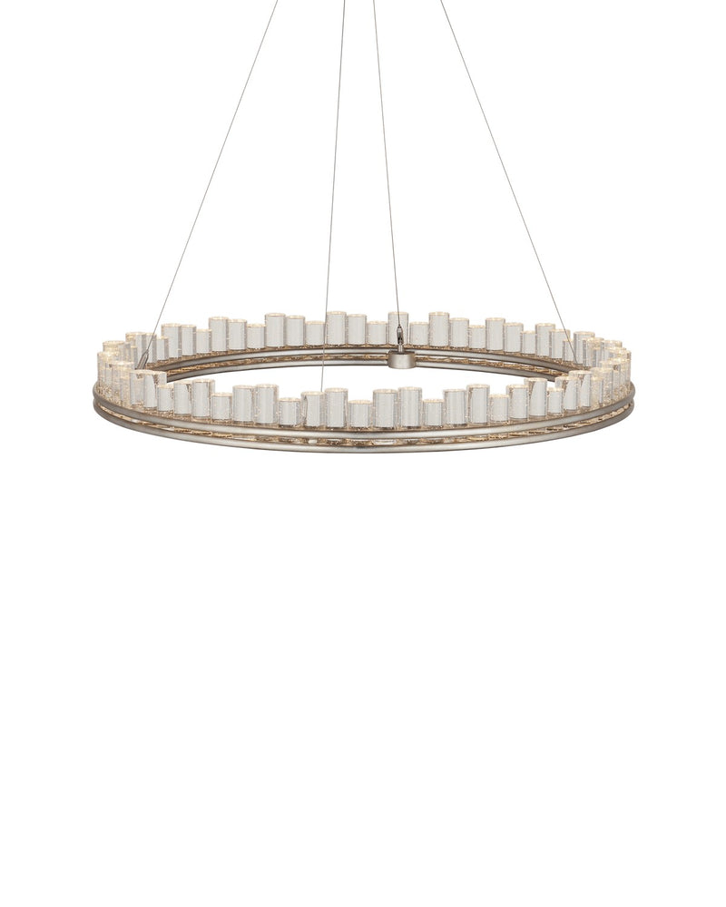 Currey and Company 9000-1220 One Light Chandelier, Contemporary Silver Leaf/Contemporary Silver/Clear