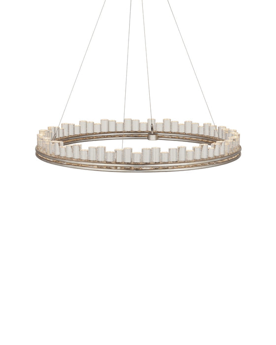 Currey and Company 9000-1220 One Light Chandelier, Contemporary Silver Leaf/Contemporary Silver/Clear