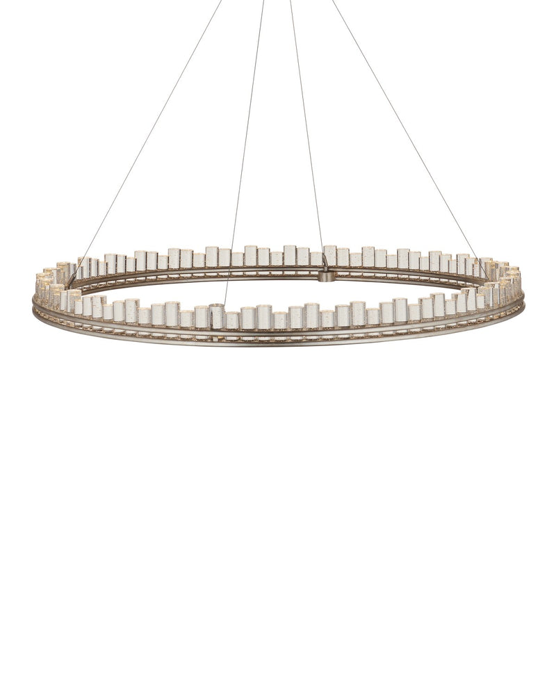 Currey and Company 9000-1221 One Light Chandelier, Contemporary Silver Leaf/ Contemporary Silver/Clear