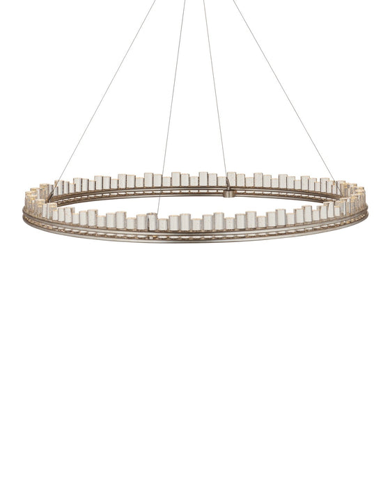 Currey and Company 9000-1221 One Light Chandelier, Contemporary Silver Leaf/ Contemporary Silver/Clear