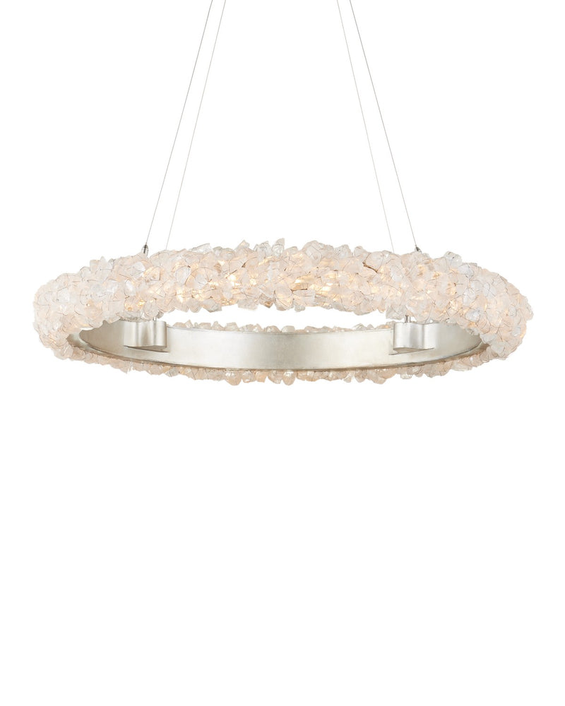 Currey and Company 9000-1222 One Light Chandelier, Contemporary Silver Leaf/Contemporary Silver/Natural