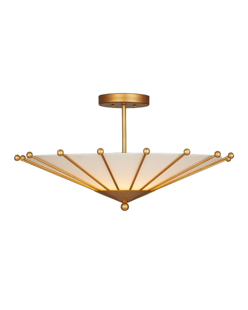 Currey and Company 9000-1225 One Light Semi-Flush Mount, Contemporary Gold Leaf/Sugar White