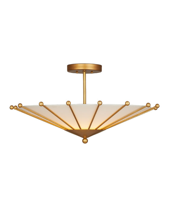 Currey and Company 9000-1225 One Light Semi-Flush Mount, Contemporary Gold Leaf/Sugar White